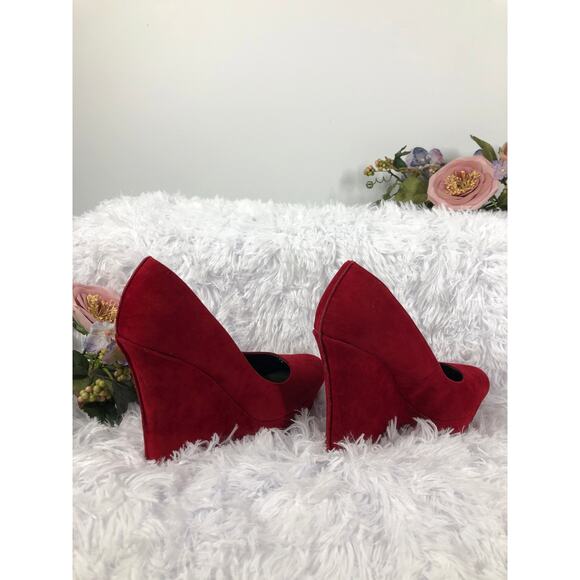 Michael Antonio Red Suede Platform Wedge Pump Size 8 - Picture 7 of 8